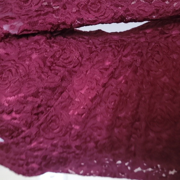 Laundry By Shelley Sagal Elegant Lace V-Neck Dress - Burgundy Size 2 - Picture 9 of 11
